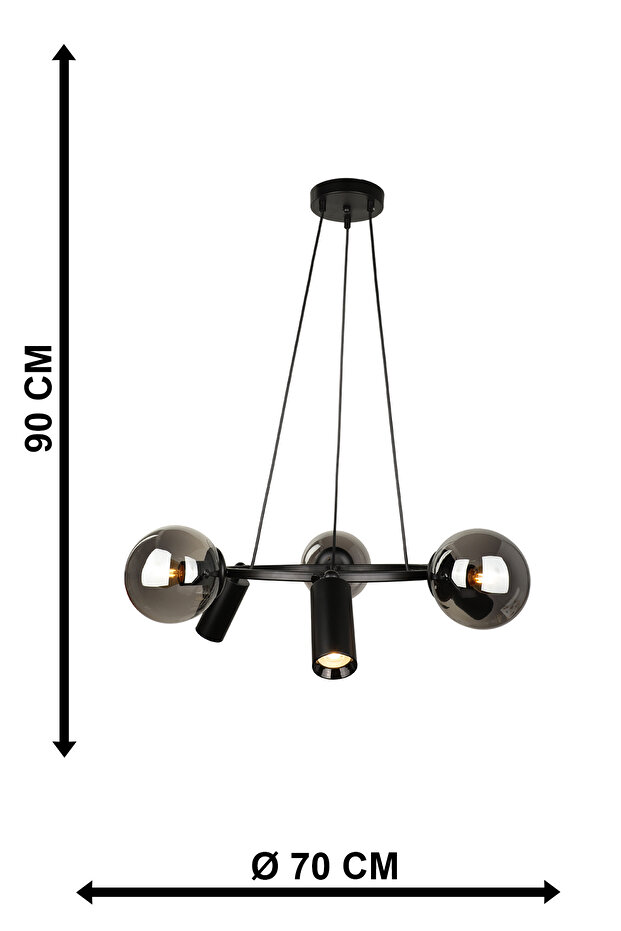 Akyol 6.Lı Avize Siyah - 4