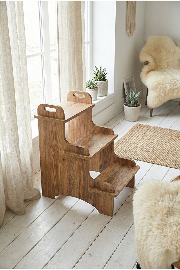 Basamaklı Ahşap Tabure 3 Basamaklı - 1