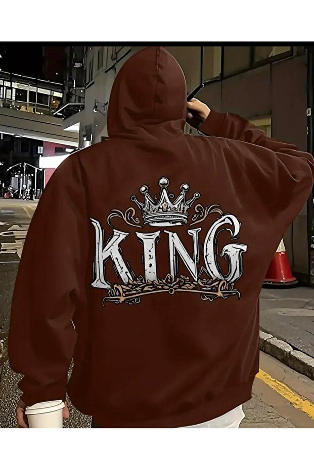 Hooded Sweatshirt with Back King Print Detail
