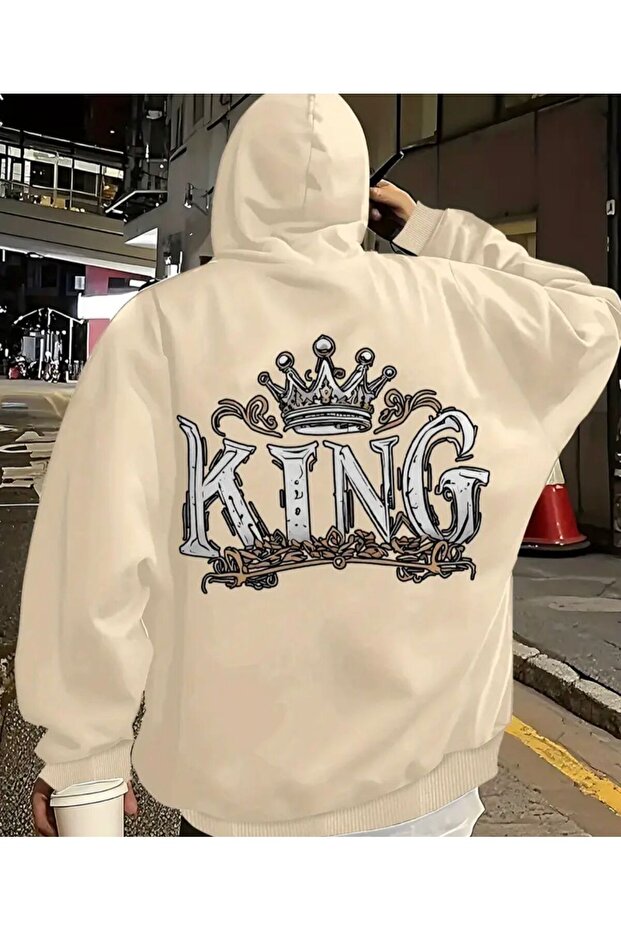 Hooded Sweatshirt with Back King Print Detail