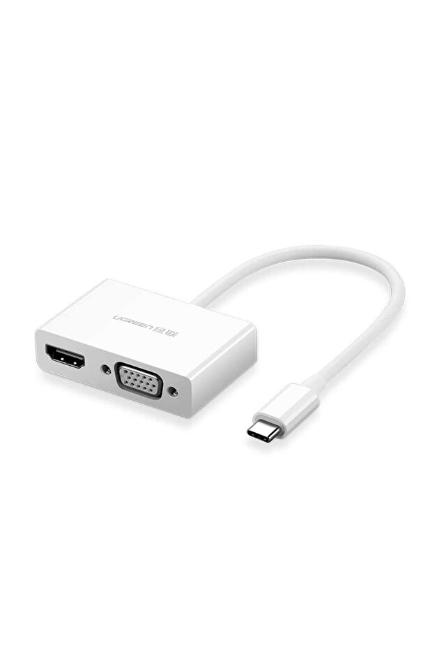 Type C to HDMI + Vga Converter Adapter, White, 30843