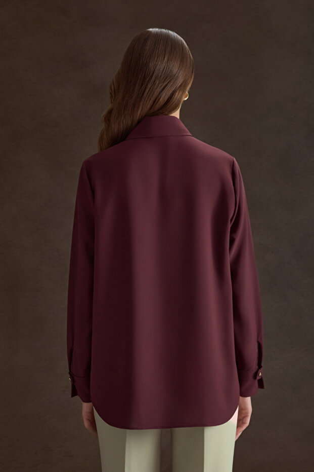 Bordo Dokuma Bluz - 5