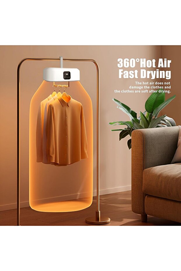 مجفف ملابس محمول مزود بمؤقت/جهاز تحكم عن بعد، مجفف ملابس كهربائي قابل للطي - 4