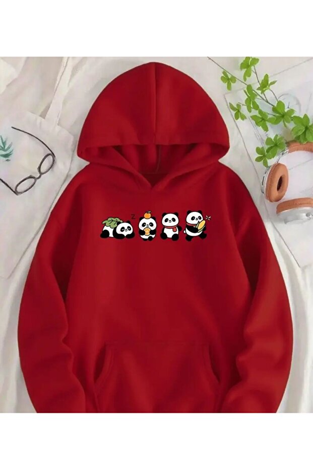 Hooded Sweatshirt with Panda Print Detail