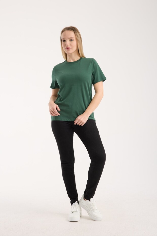 Women's 100% Cotton Basic Round Neck Short Sleeve Comfortable Regular Fit Stretchy Casual T-Shirt 6010