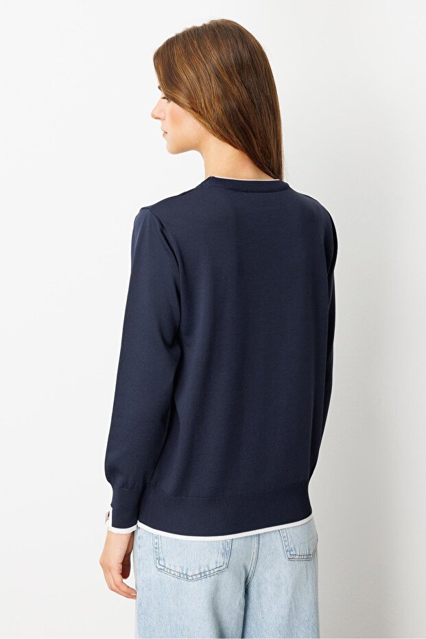 Biye Detaylı Basic Triko Kazak-LACI - 6