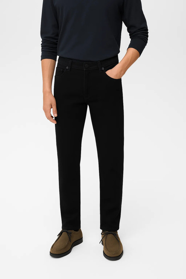 Men's Stretchy High Waist 5 Pocket Black Jeans