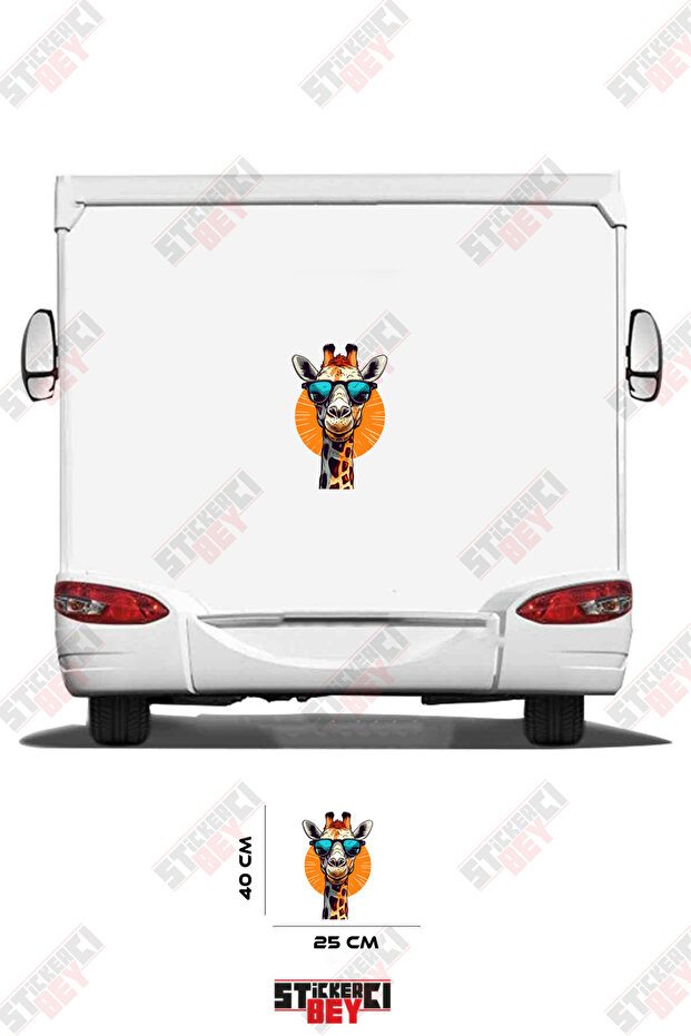 Giraffe with Glasses Visual Caravan Sticker Coating