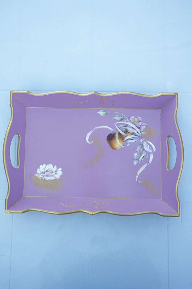 Lila çiçekli tepsi - 1