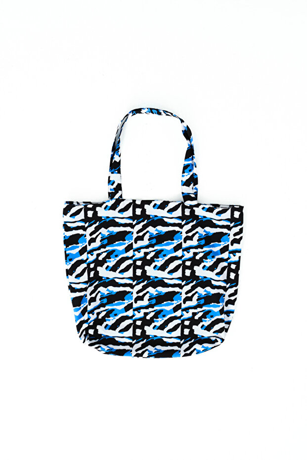 Women's Patterned Canvas Beach Bag C028-25 Blue