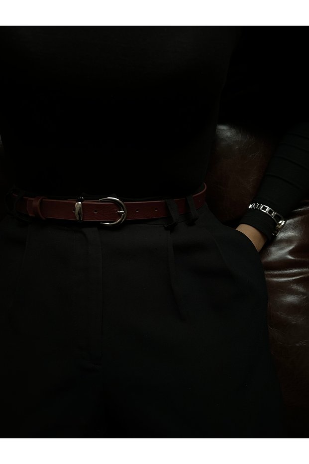 Women's Belt with Tool Buckle Silver Buckle Waist Belt Coat Belt Dress Belt Trouser Belt