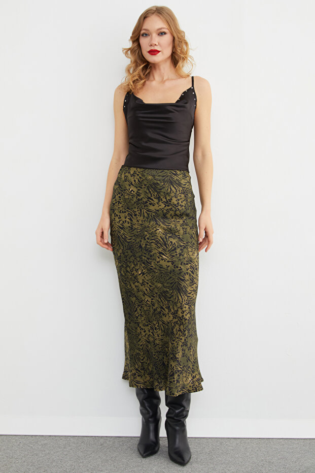 تنورة طويلة بنقشة الفهد - 1