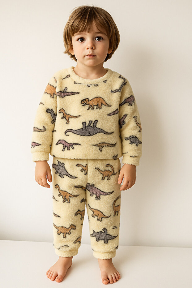 Dinosaur patterned welsoft boys' set
