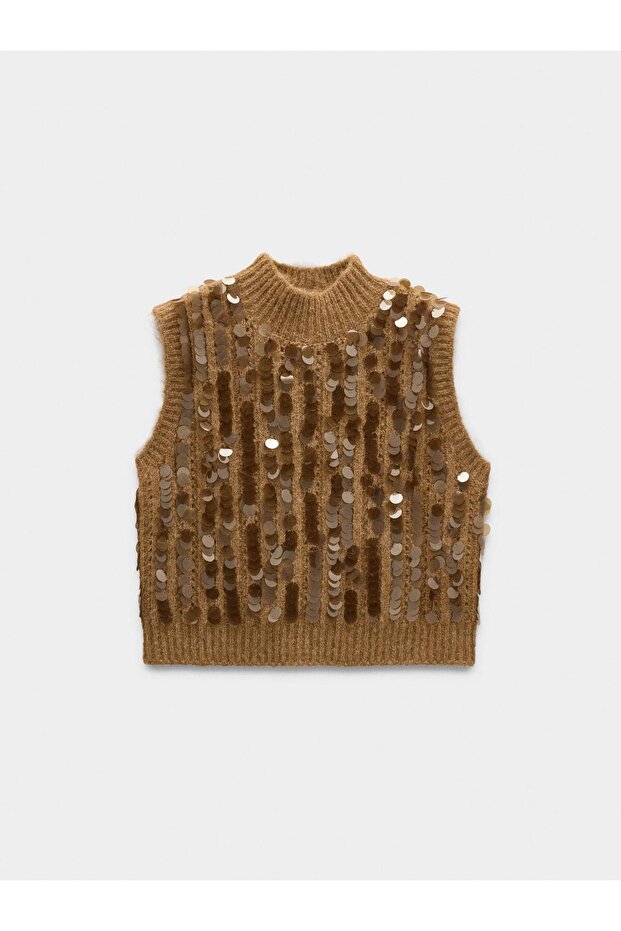 Payetli Örme Yelek - 5