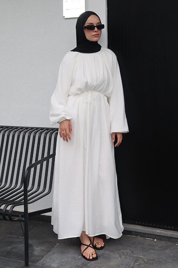 Fiore Elbise Beyaz - 3