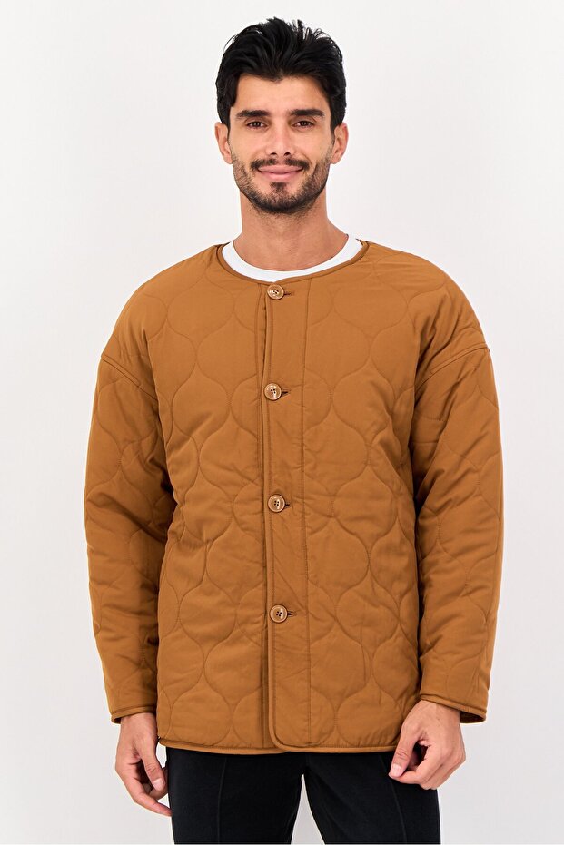 Men Sportswear Fit Long Sleeve Outdoor Jacket, Brown