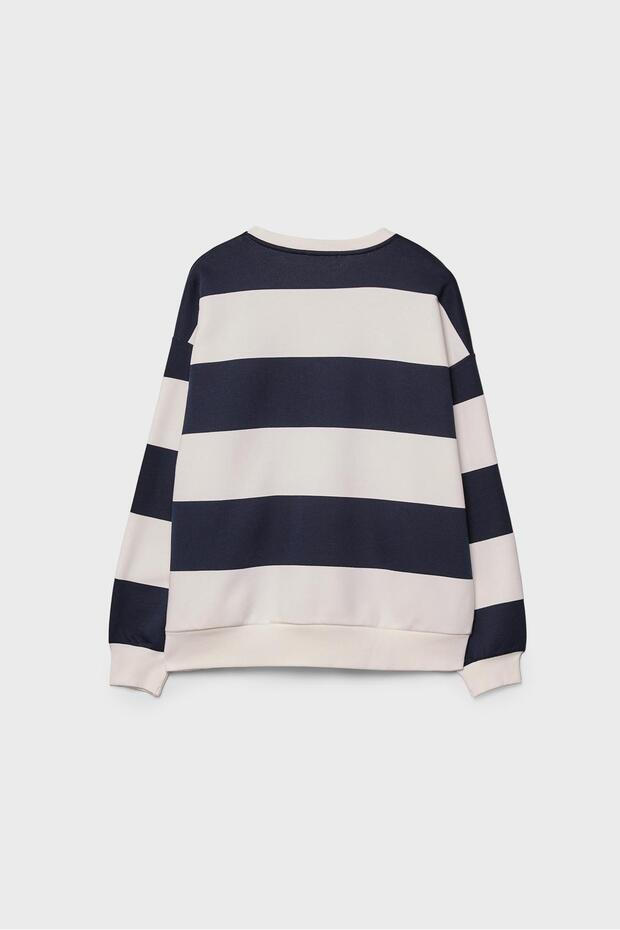 Çizgili işlemeli sweatshirt - 7