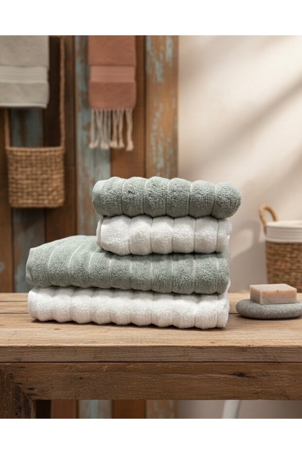 Micro Cotton 4-Piece Bathroom Set / Turkish Bath Set / Bath Towels / 2 Pieces 90X150 - 2 Pieces 50X90 / Bathroom Set