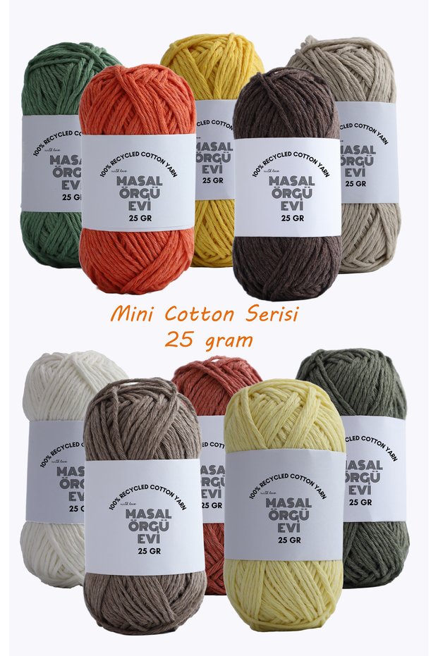 25 Gram Mini Cotton Series 100% Cotton Knitting Yarn 10 Colors Punch and Amigurumi Yarn