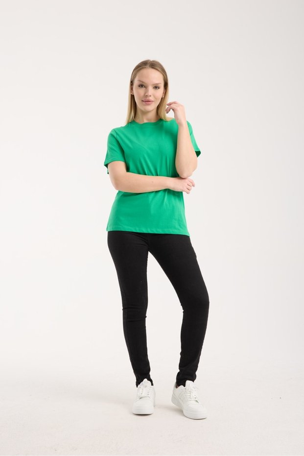 Women's Basic Crew Neck Short Sleeve 100% Cotton Comfortable Fit Casual Sports Stylish T-Shirt 6021