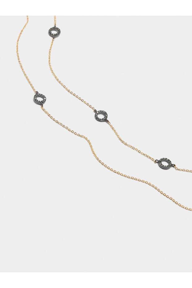 Zirkonlu Çift Halka Kolye - 1