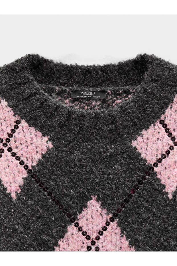 Elmas Desenli Örme Kazak - 6