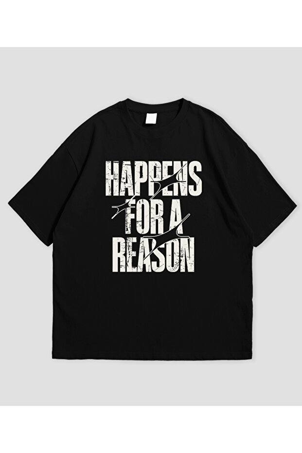 Happines for a Reason Printed Oversized Unisex T-Shirt