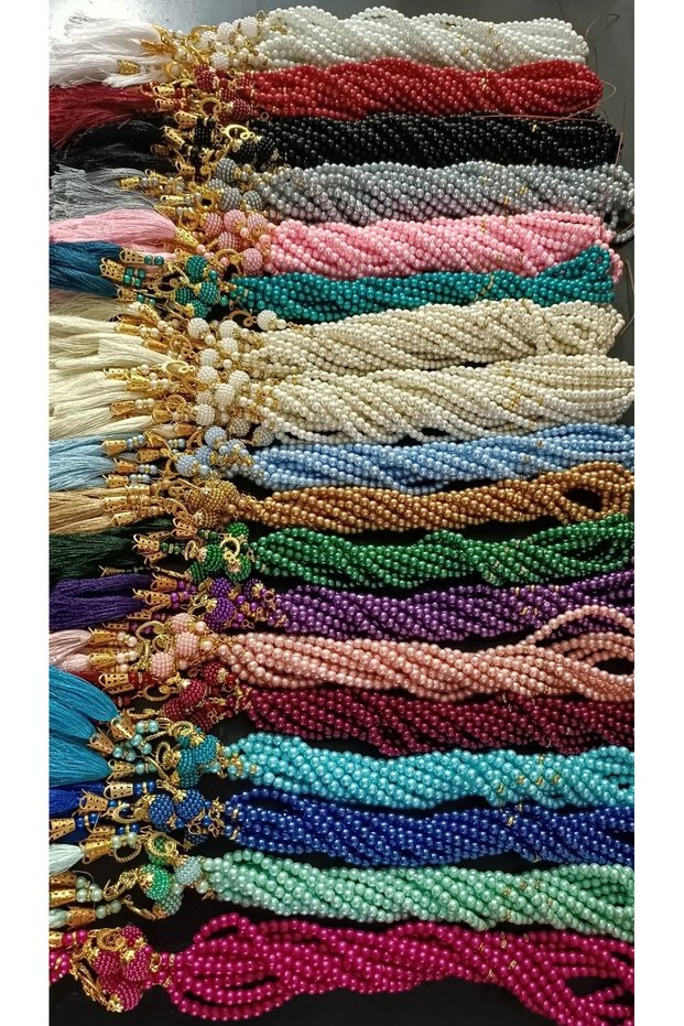 10 Pieces of 99-Bead Glass Pearl Prayer Beads, Mixed Colors, Hajj, Umrah, Mevlüt, Mevlid, Gift, Distribution, Prayer Beads