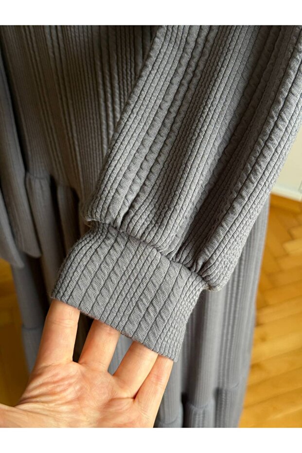 Hakim Yaka Çingene Model Örme Elbise 2400 NAVRA | - 3