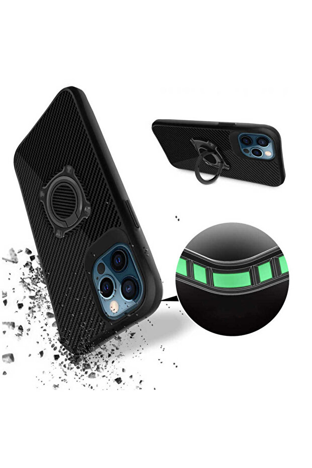 حافظة تيمو متوافقة مع هاتف آيفون 12 برو ماكس - أسود - 2