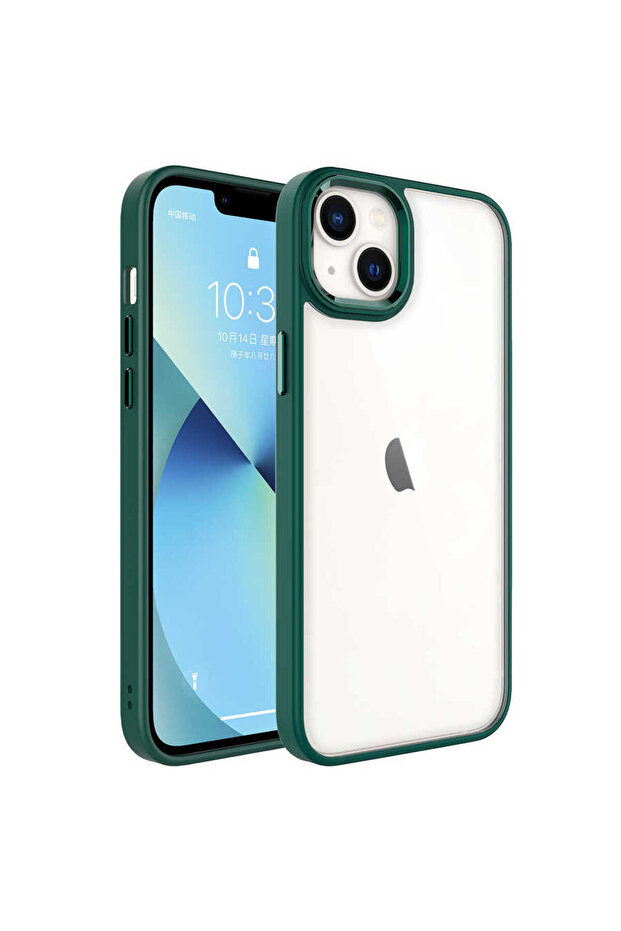 حافظة كروم متوافقة مع هاتف iPhone 14 - أخضر داكن - 1