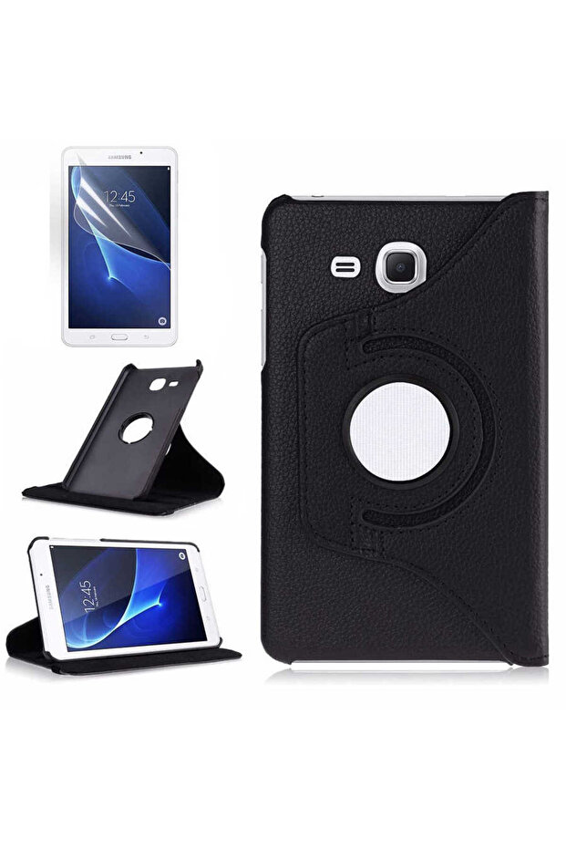 Galaxy Tab 4 T280 Compatible Rotatable Stand Case-Black - 1