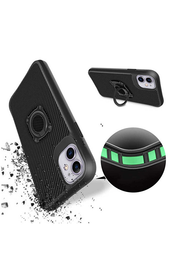 حافظة تيمو متوافقة مع هاتف آيفون 12 - أسود - 3