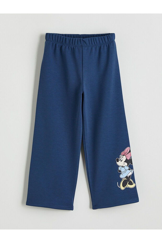 Indigo Elastic Waist Printed Girls' Sweatpants
