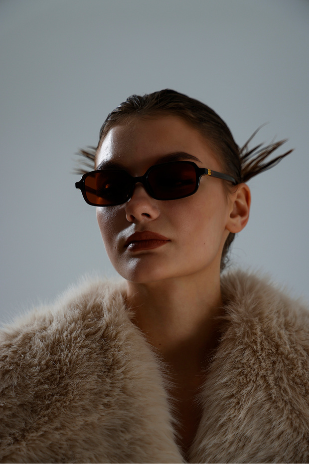 Retro Rectangular Fashion Miu Brown Glasses
