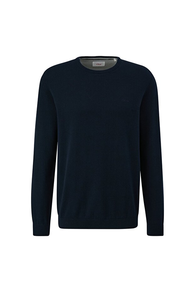 Herren Strickpullover - Basic, Rundhals, Baumwolle, einfarbig - 1