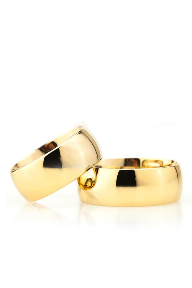 8mm Convex Gold Color Steel Wedding Ring Promise Ring