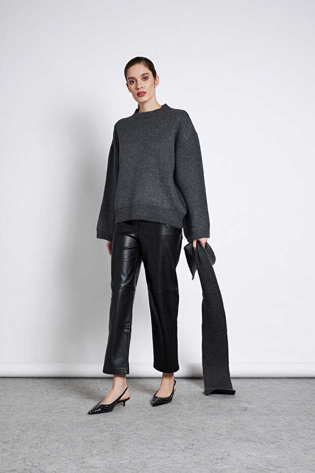 Tricot Sweater with Shawl Detail