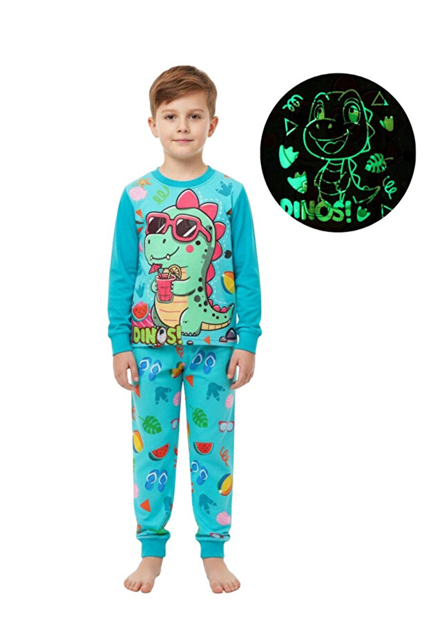 Beach Fun Dinosaur Boys Glow in the dark Pajama Set