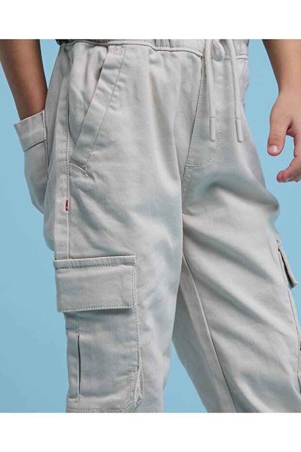 Solid Cargo Joggers With Drawstring Waist - 4