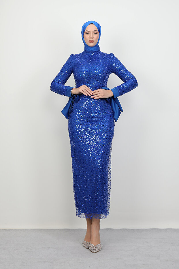 Sena Pullu Elbise Saks - 3