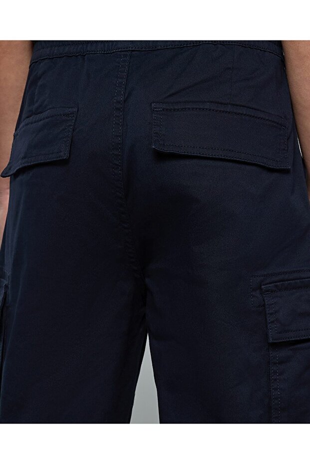 Solid Cargo Joggers With Drawstring Waist - 6