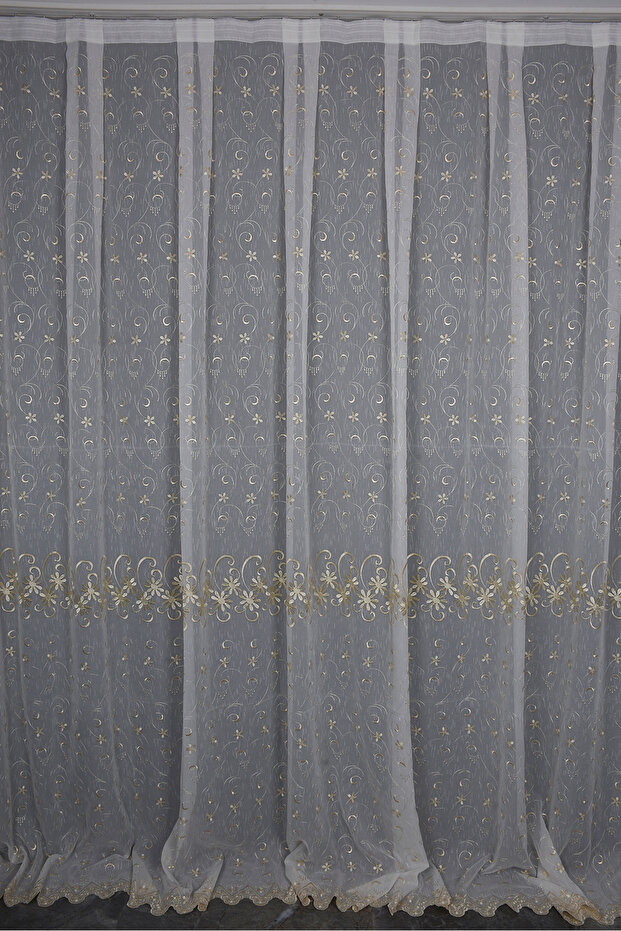 Embroidery 5 Models Cream Cream Color Single Wing Ready-Made Pleated Background Curtain 300*260 cm