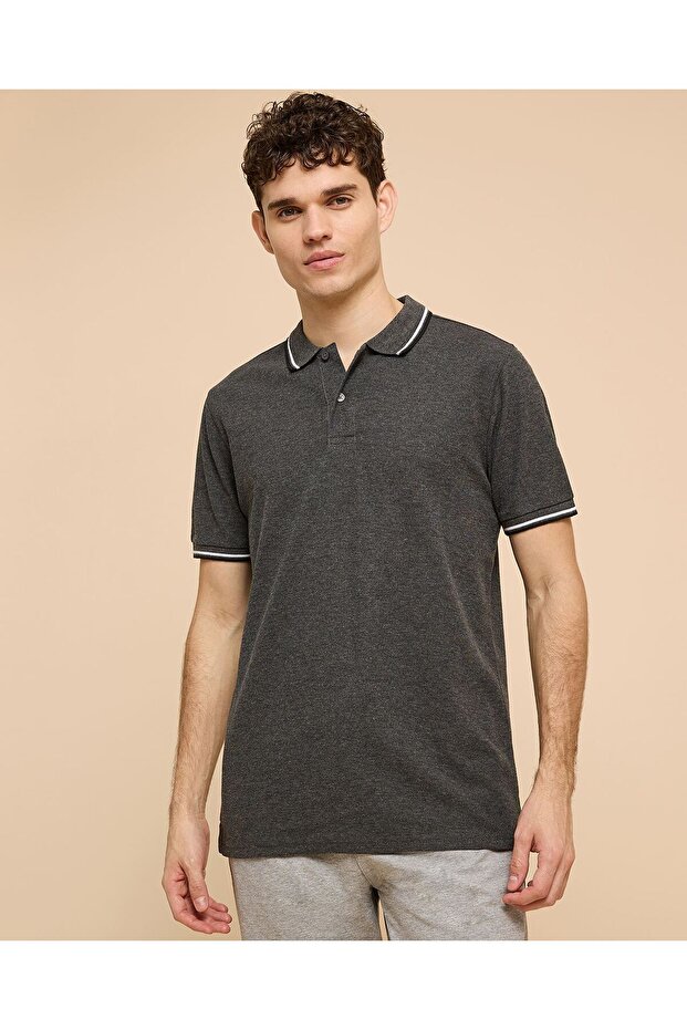 Contrast Tipping Polo T-Shirt With Short Sleeves