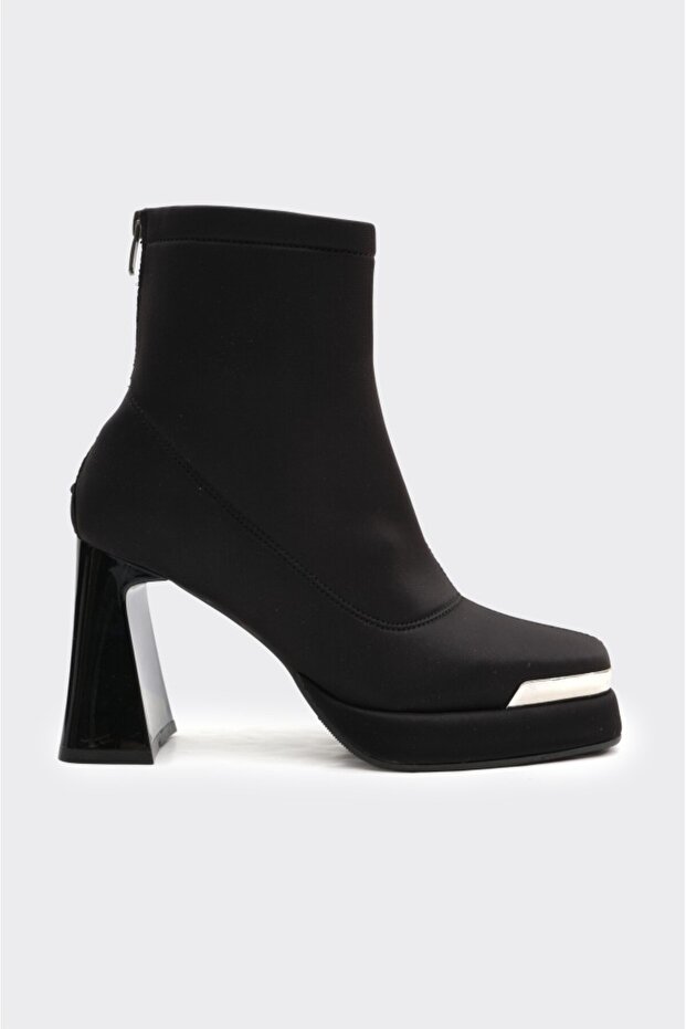 Platfromlu Kalın Topuklu Streç Kadın Bot - 1