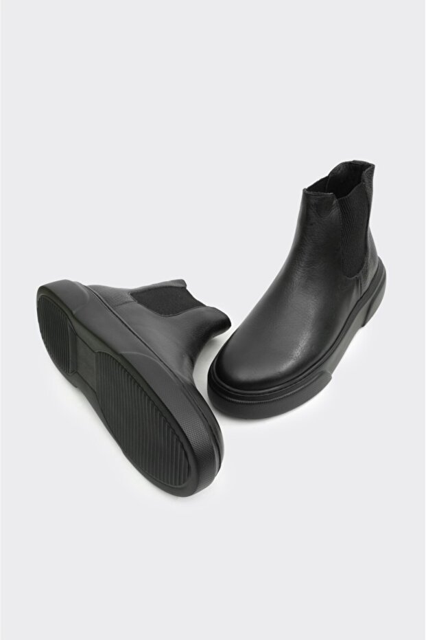 Hakiki Deri Bileği Lastikli Kadın Bot - 4