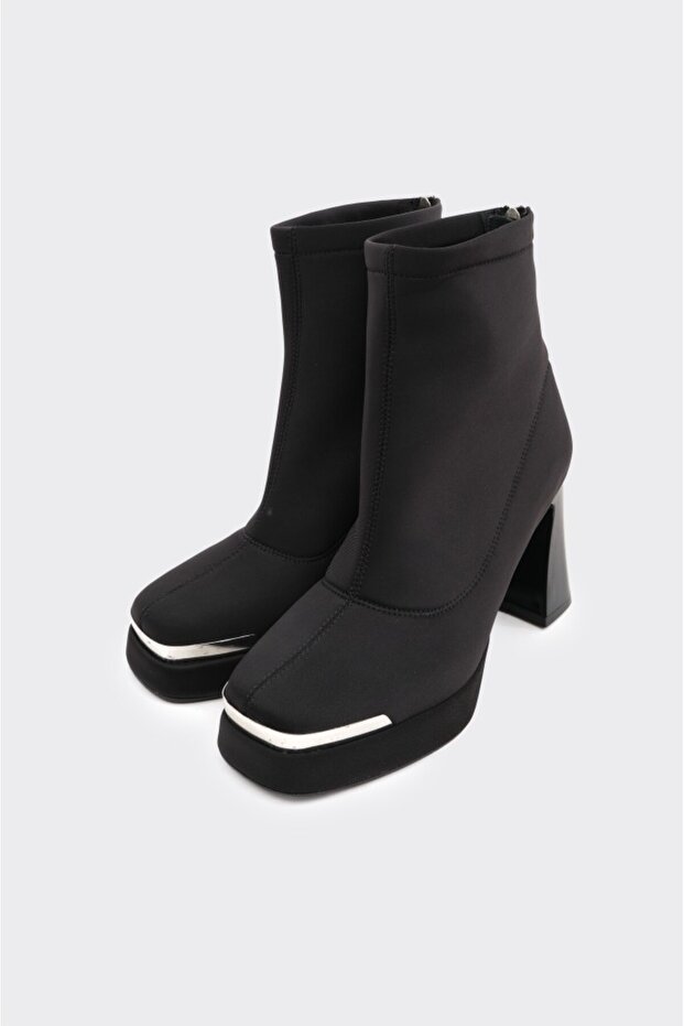 Platfromlu Kalın Topuklu Streç Kadın Bot - 2