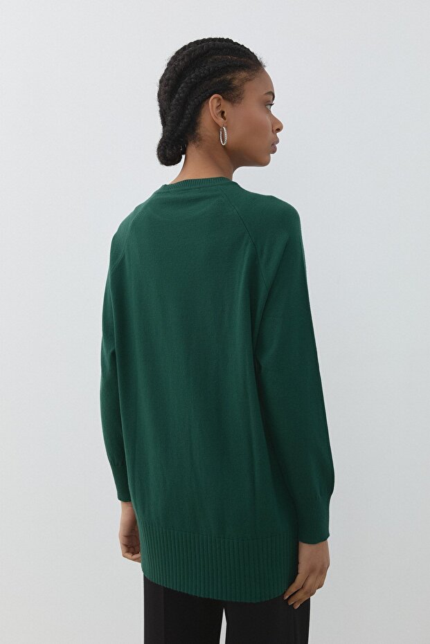 Self-Patterned Knitwear Tunic Olive - 4