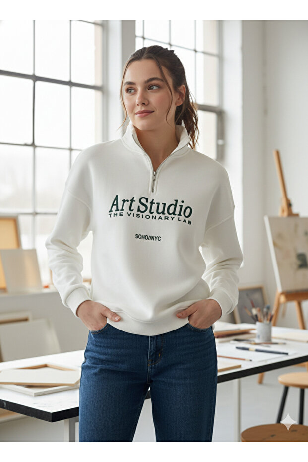 HELLY fermuarlı yaka baskılı swet - 1