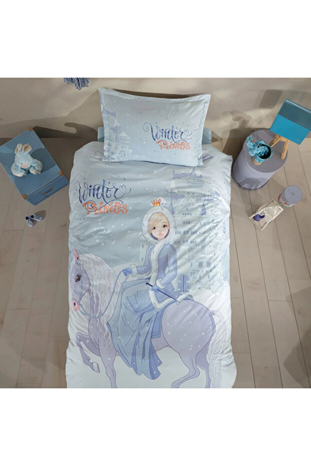 Ranforce 100% Cotton Single Duvet Cover Winter Princess V1 Turquoise